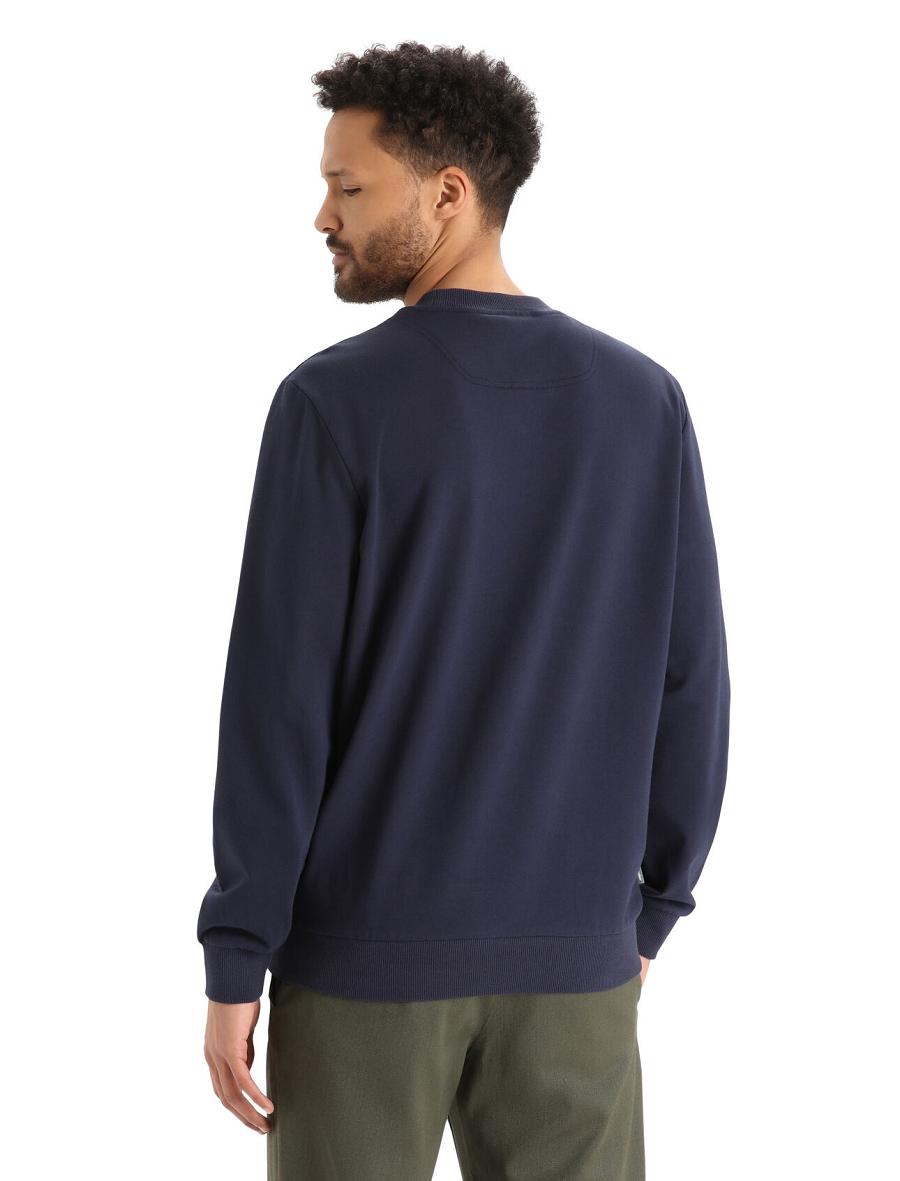 Men's Icebreaker Merino Central II Long Sleeve Sweatshirt Hoodie Midnight Navy | CA 1672ILHS